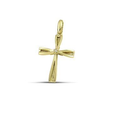 Γυναικείος σταυρός βάπτισης Κ14 διπλής όψης με ζιργκόν